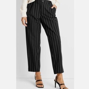 Future Collective Kahlana Barfield Brown Black Pinstripe Pants NWOT Size 24W 26W
